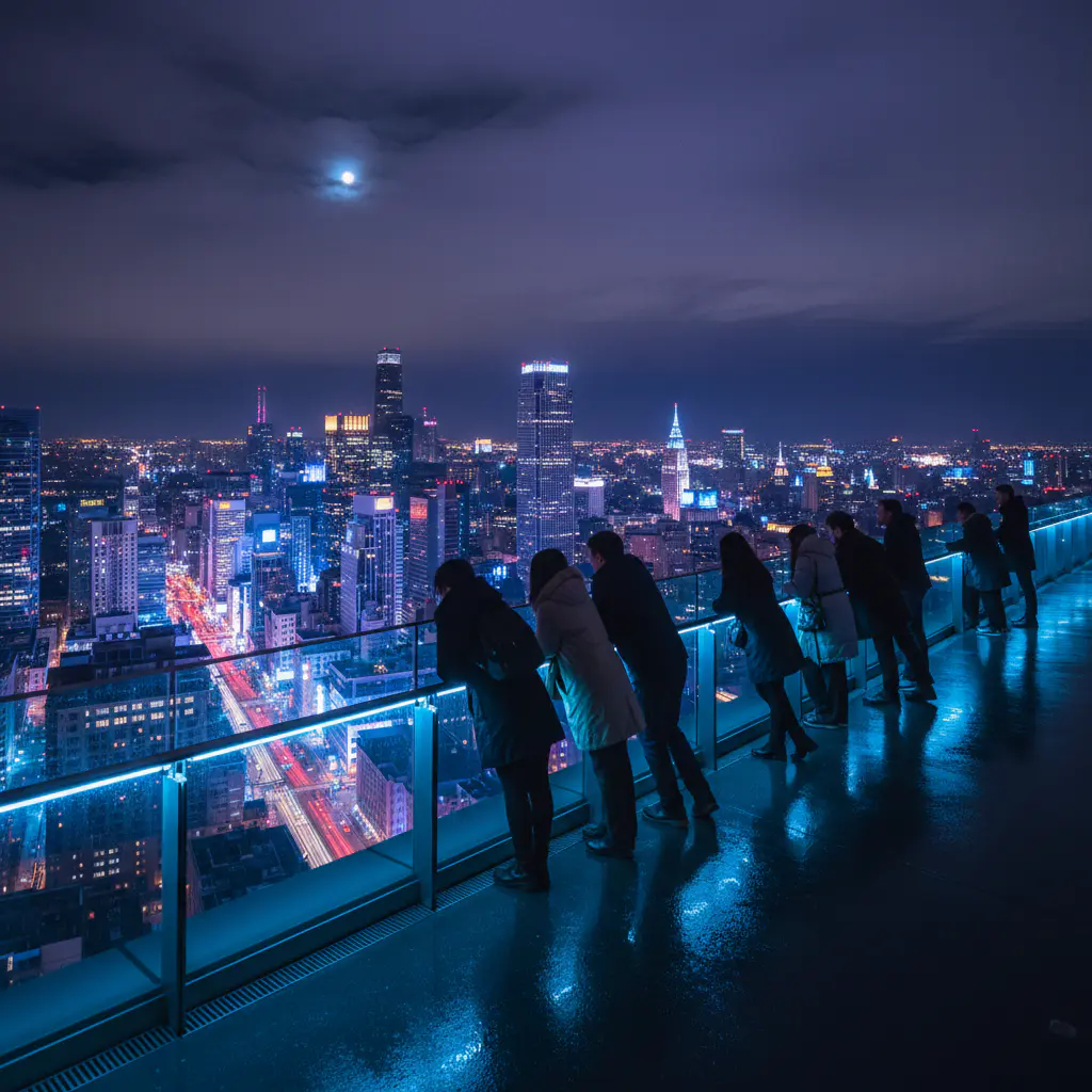Bezoekers op een observatiedek